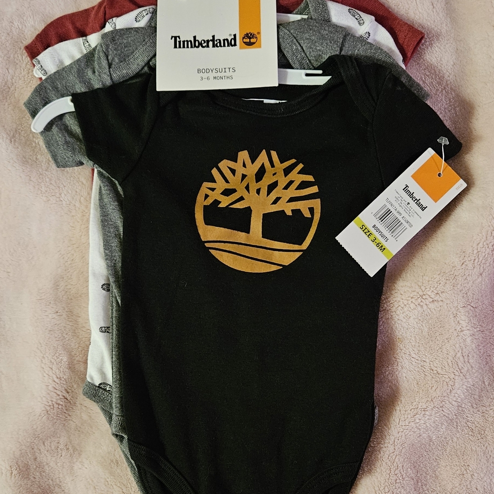 Timberland Black and Gray Bodysuits Set